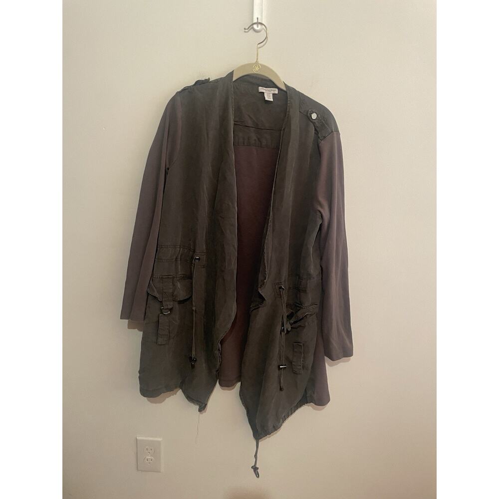 Women's CAROLINA BELLE Montreal Green Waterfall Drawstring Jacket Size 1X‎